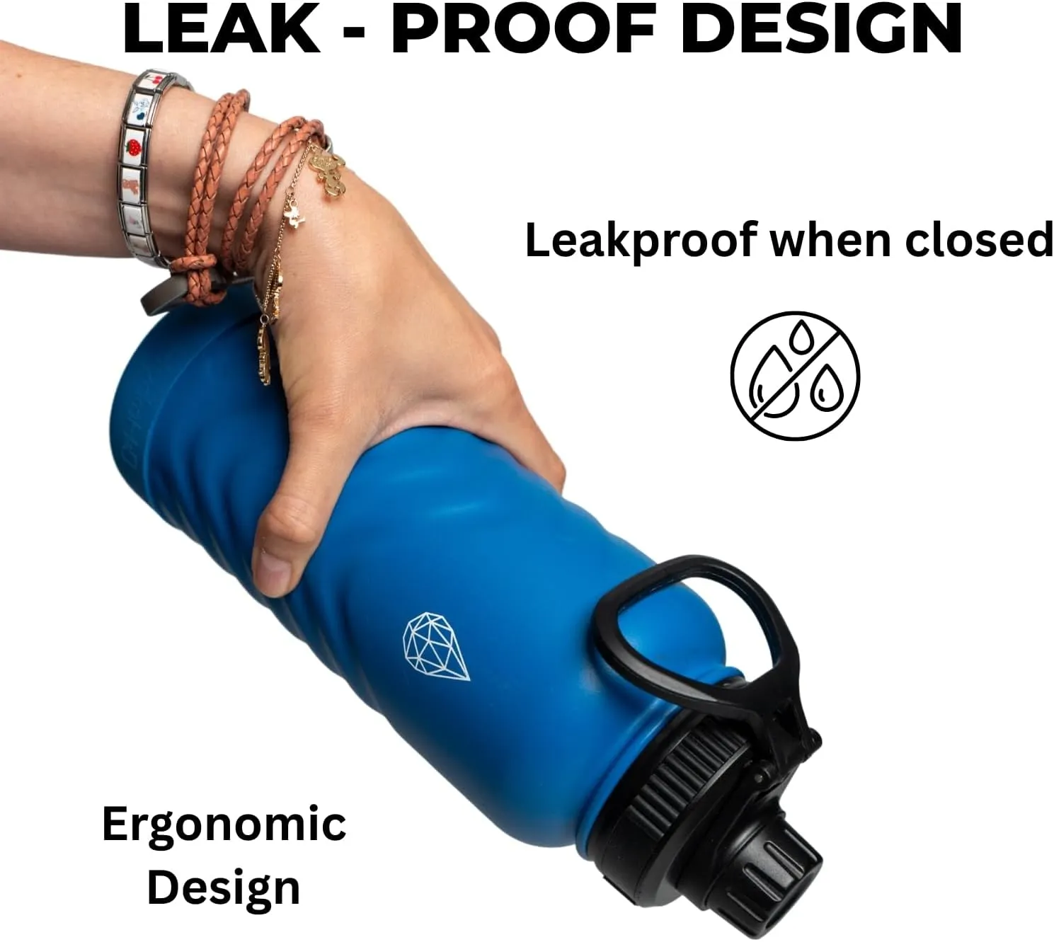 32oz Insulated Water Bottle with Straw and Spout,Stainless Steel with Fluid Scale,Leak-Proof,Wide Mouth,BPA-Free,Silicone Boot & Handle – Black Sports Flask for Gym,Hiking,Travel