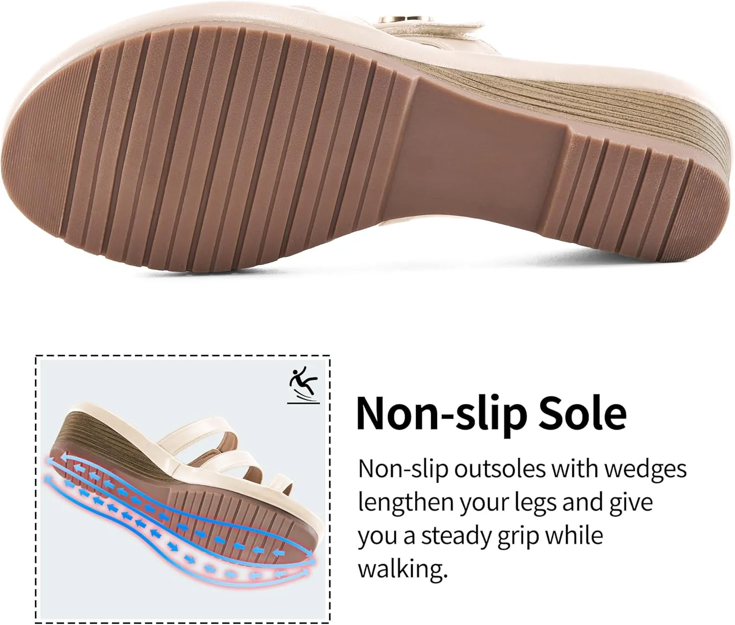 Ablanczoom Wedge Sandals for Women Dressy: Summer Comfortable Slip On Womens Slides Sandal Causal Strappy Split Toe Casual Wedges Shoes