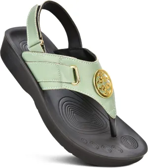 AEROTHOTIC Arch Support Flip Flops for Women Comfortable Stylish Straps with Non Slip Footbed Fashion Dressy Sandals Outdoor Travel Vacation Essentials