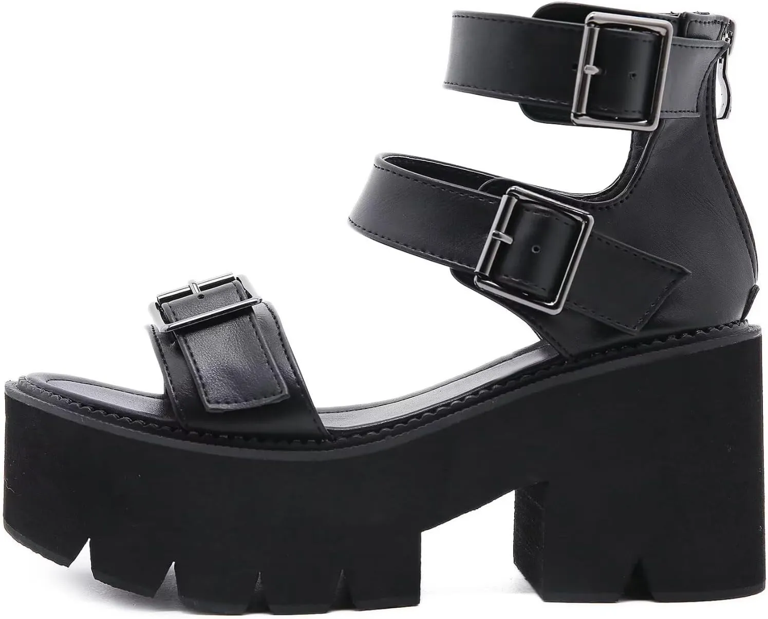 Agodor Women's Strappy Chunky Heeled Roman Gladiator Sandals High Heels Gothic Platform Open Toe Caged Shoes