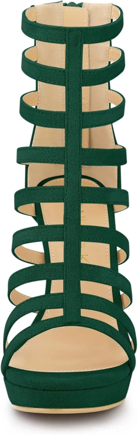 Allegra K Women's Stiletto Platform Heels Strappy Gladiator Heel Sandals