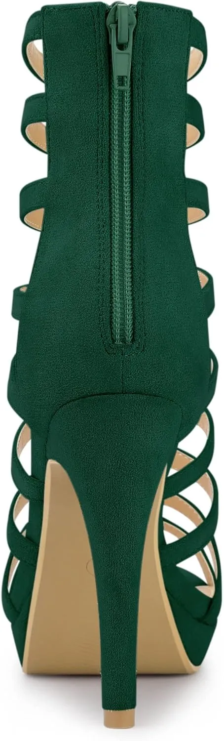 Allegra K Women's Stiletto Platform Heels Strappy Gladiator Heel Sandals