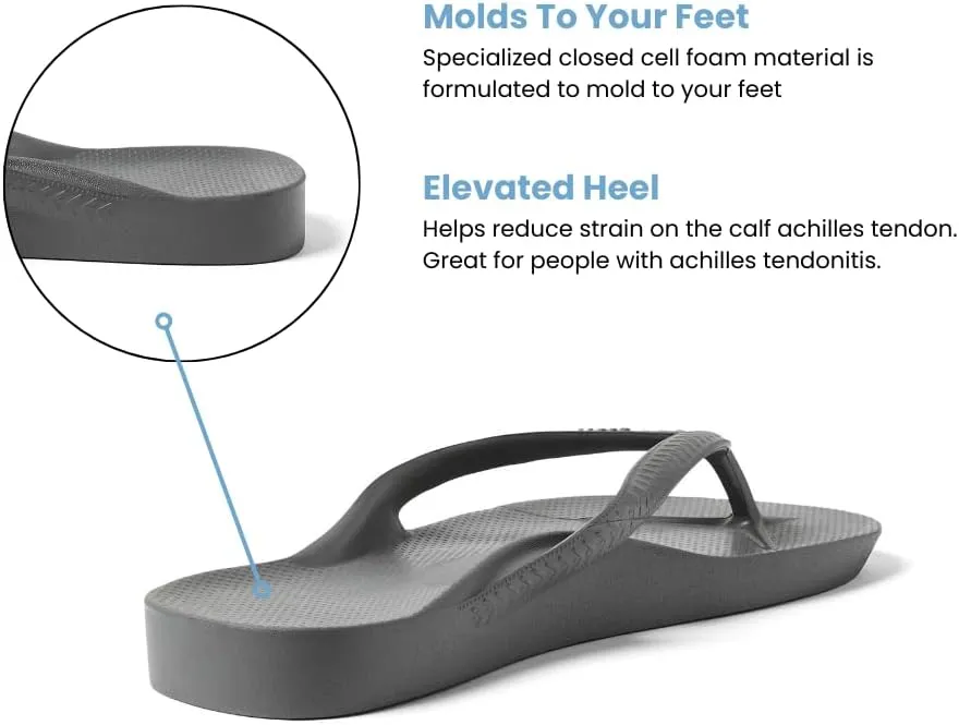 Archies Arch Support Flip Flops for Men & Women – Orthotic Sandals for Plantar Fasciitis Relief – Lightweight, Cushioning, Shock-Absorbing Thong Sandals for Walking, Foot Pain & All-Day Comfort