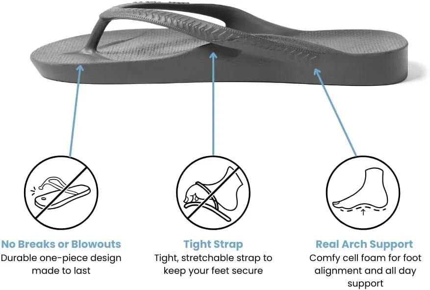 Archies Arch Support Flip Flops for Men & Women – Orthotic Sandals for Plantar Fasciitis Relief – Lightweight, Cushioning, Shock-Absorbing Thong Sandals for Walking, Foot Pain & All-Day Comfort