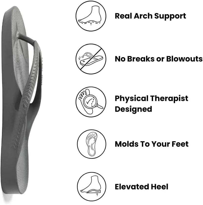 Archies Arch Support Flip Flops for Men & Women – Orthotic Sandals for Plantar Fasciitis Relief – Lightweight, Cushioning, Shock-Absorbing Thong Sandals for Walking, Foot Pain & All-Day Comfort