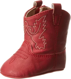 Baby Deer Faux-leather Soft Sole Western Boot for Infant Boys or Girls/Baby First Steps non-Slip with Ornamental Cowboy Stitch and Hook-and-loop Closure