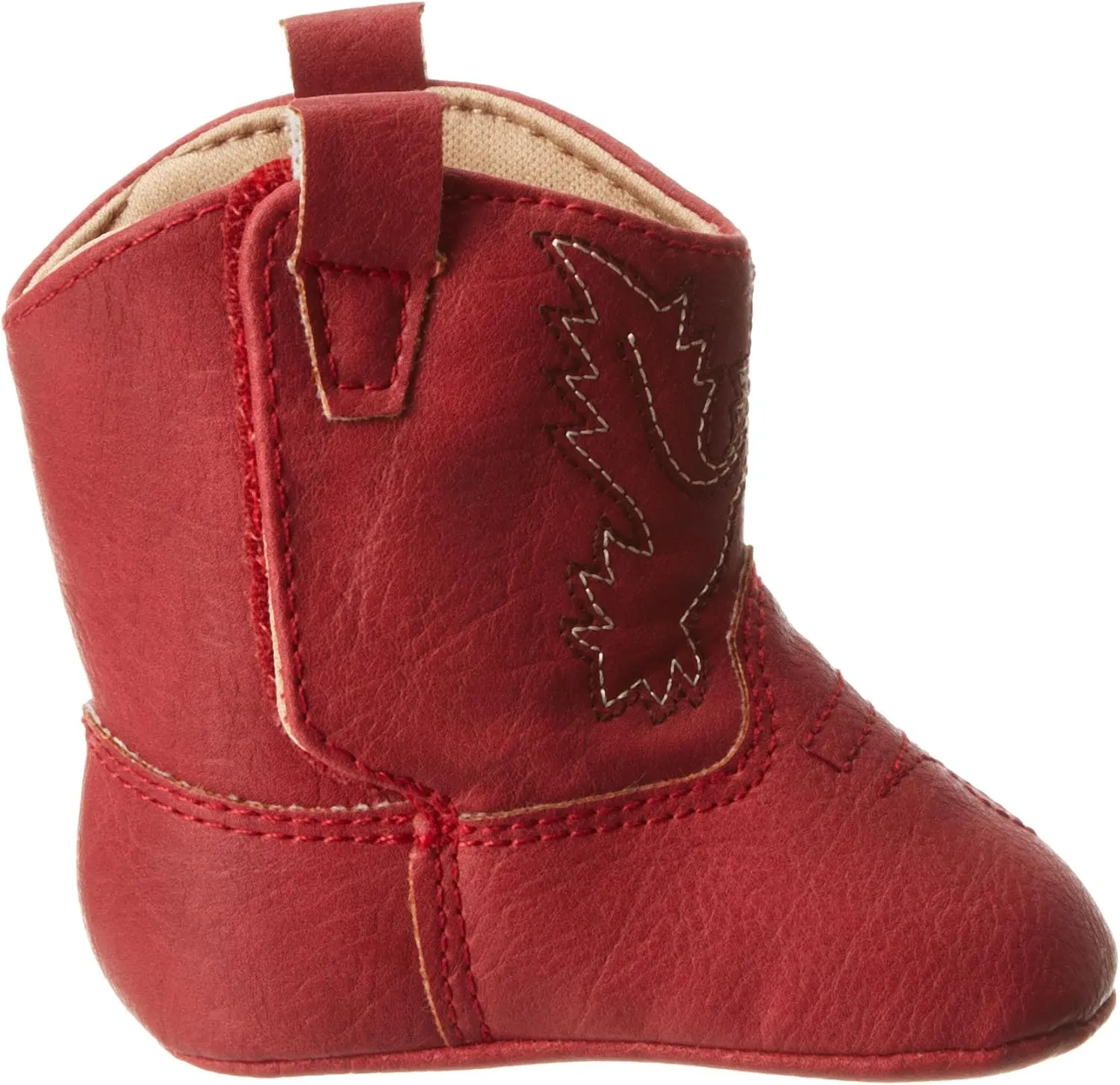 Baby Deer Faux-leather Soft Sole Western Boot for Infant Boys or Girls/Baby First Steps non-Slip with Ornamental Cowboy Stitch and Hook-and-loop Closure