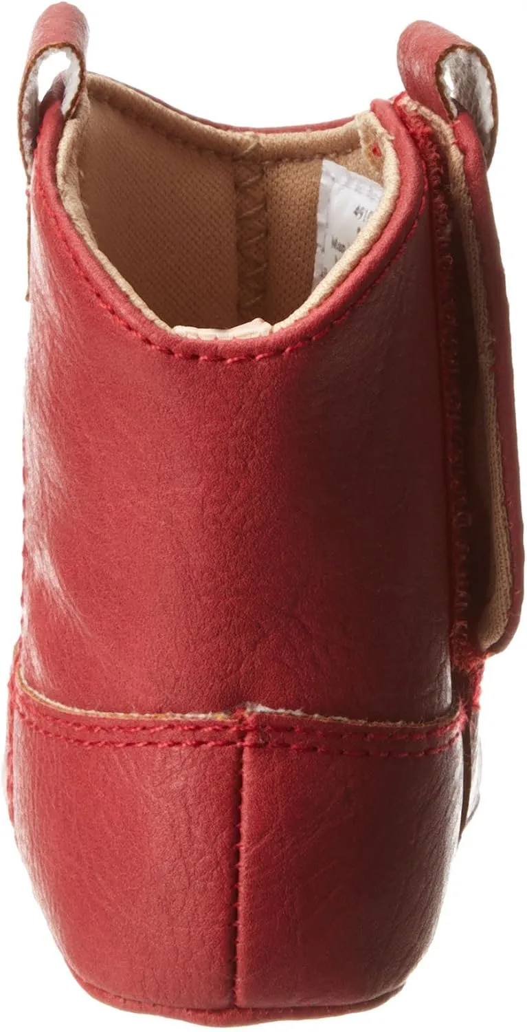 Baby Deer Faux-leather Soft Sole Western Boot for Infant Boys or Girls/Baby First Steps non-Slip with Ornamental Cowboy Stitch and Hook-and-loop Closure