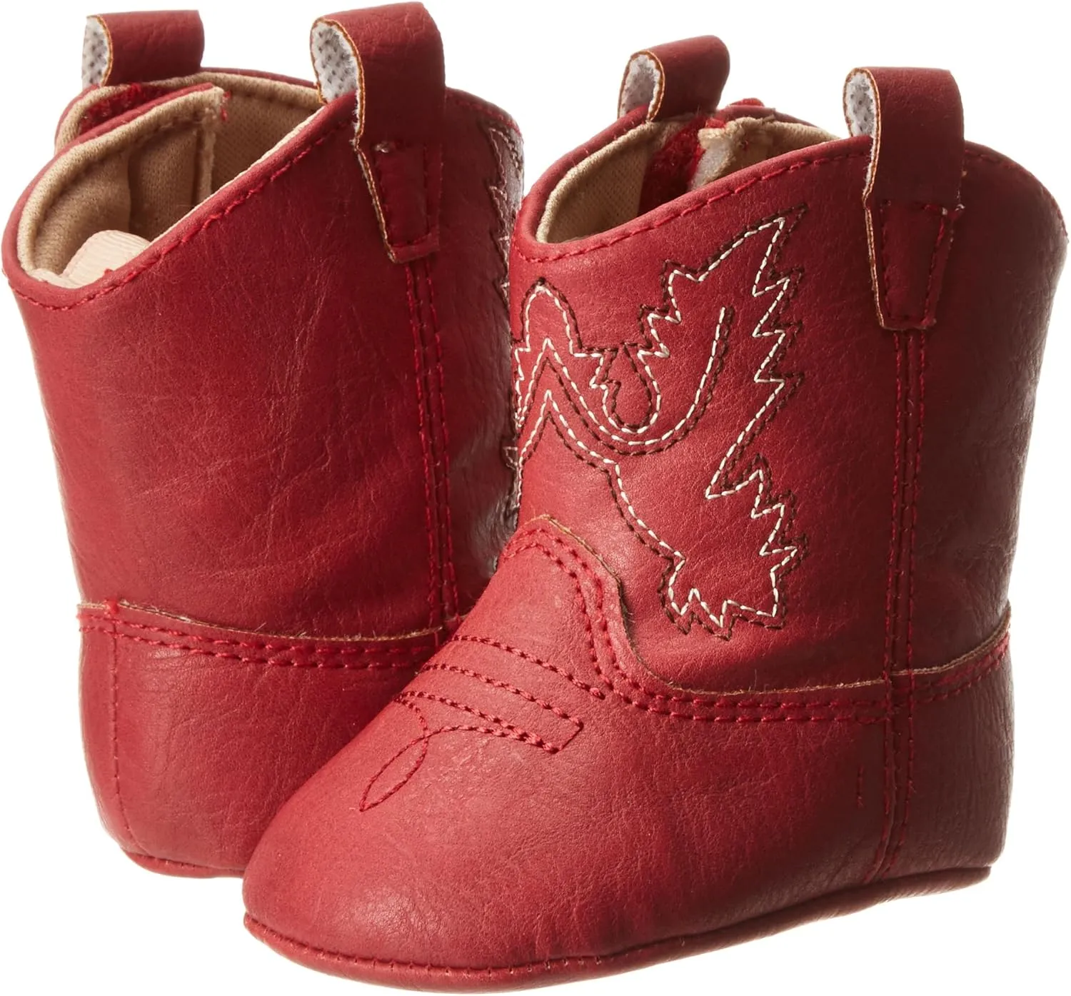 Baby Deer Faux-leather Soft Sole Western Boot for Infant Boys or Girls/Baby First Steps non-Slip with Ornamental Cowboy Stitch and Hook-and-loop Closure
