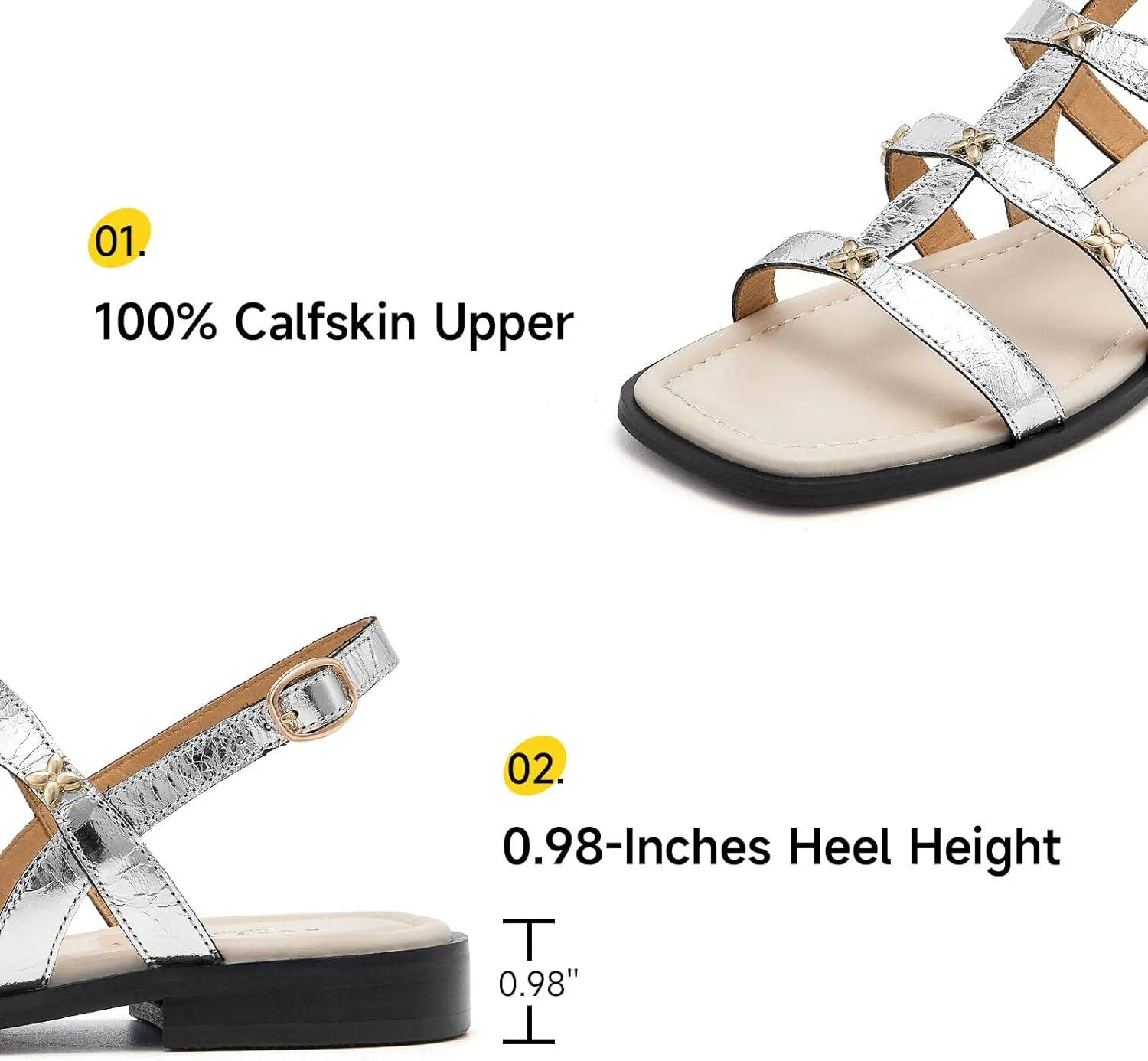 BEAU TODAY Gladiator Sandals for Women, Strappy Leather Fisherman Sandals for Women, Summer Slingback Dressy Comfortable Cute Flats for Wedding Beach Vacation