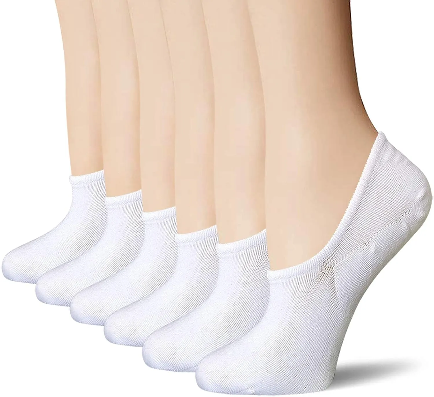BERING No Show Socks Womens 6 Pairs Low Cut Ankle Footies for Flats Sneaker Slip On Loafer