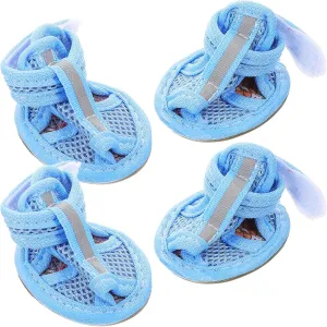 BESTonZON 4Pcs Summer Breathable Dog Shoes Mesh Sandals for Hot Weather Slip Sneakers with Flexible Sole Pet Supplies Blue for Comfort and Protection