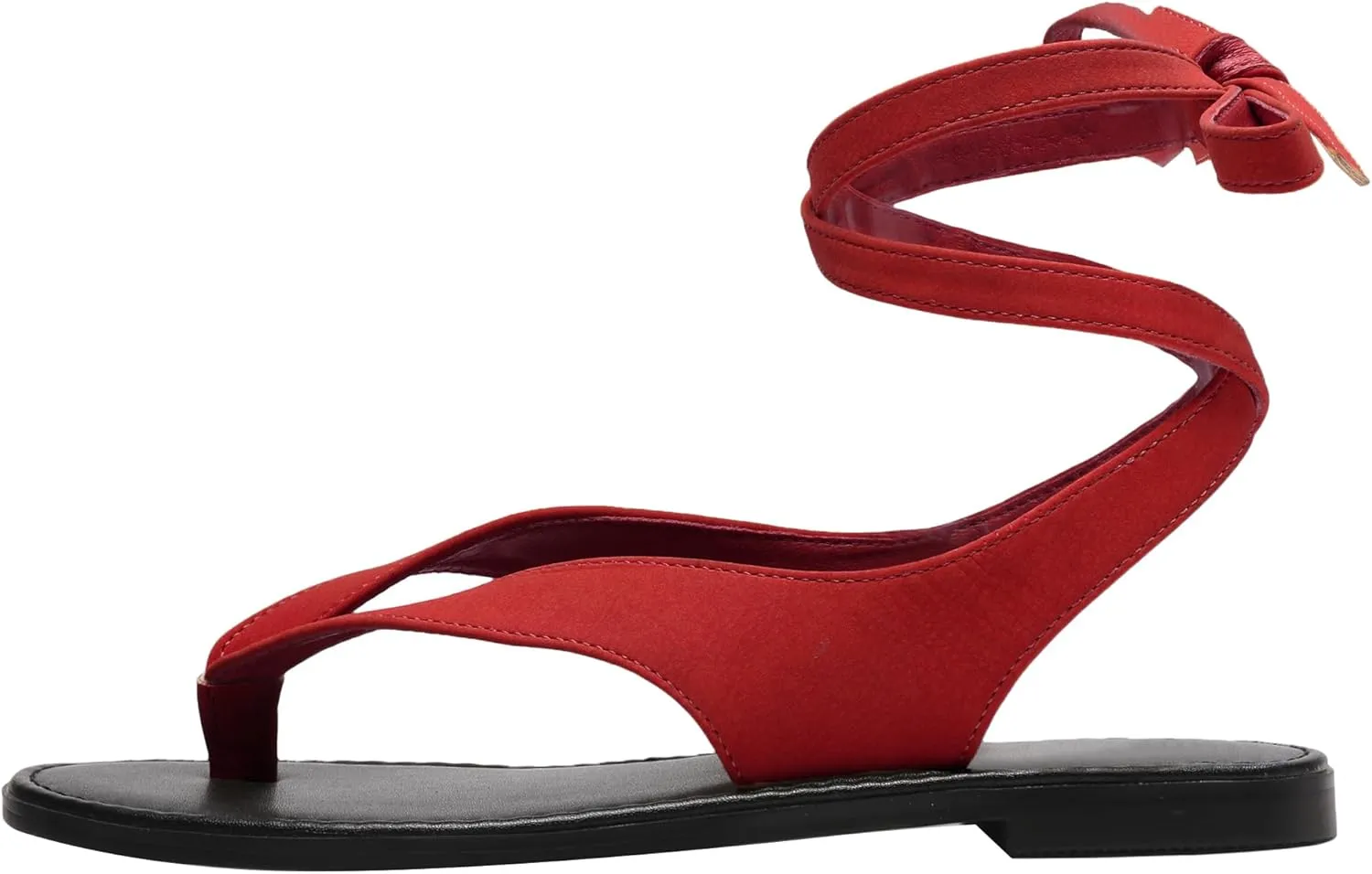 Black Ankle Strappy Thong Sandals for Women Cute Suede Flat Sandals Ladies Summer Dressy Beach Flip Flops Sandals