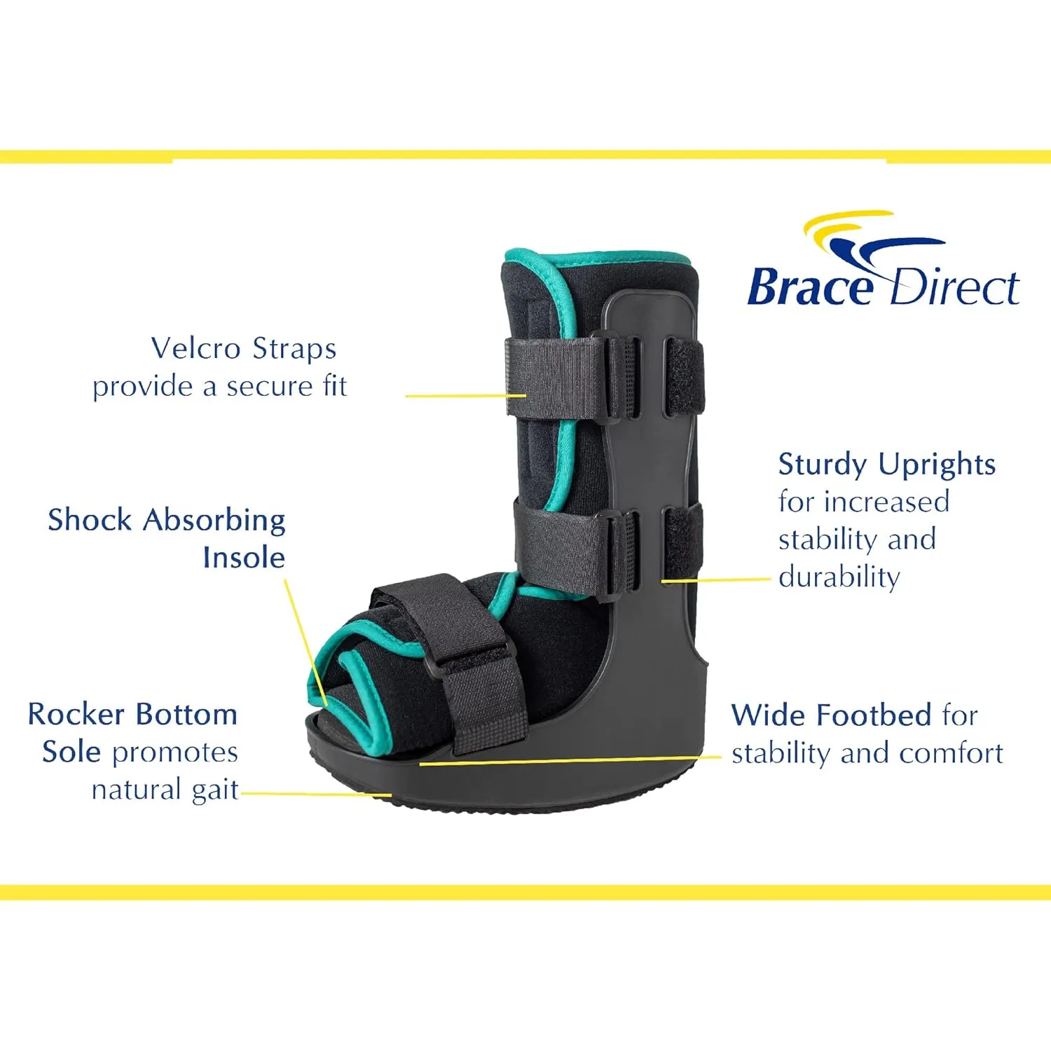 Brace Direct Children’s Pediatric Walker Fracture Boot for Kids Broken Toe or Foot, Left or Right, Lightweight Padded Support Cam Boot for Foot Injury