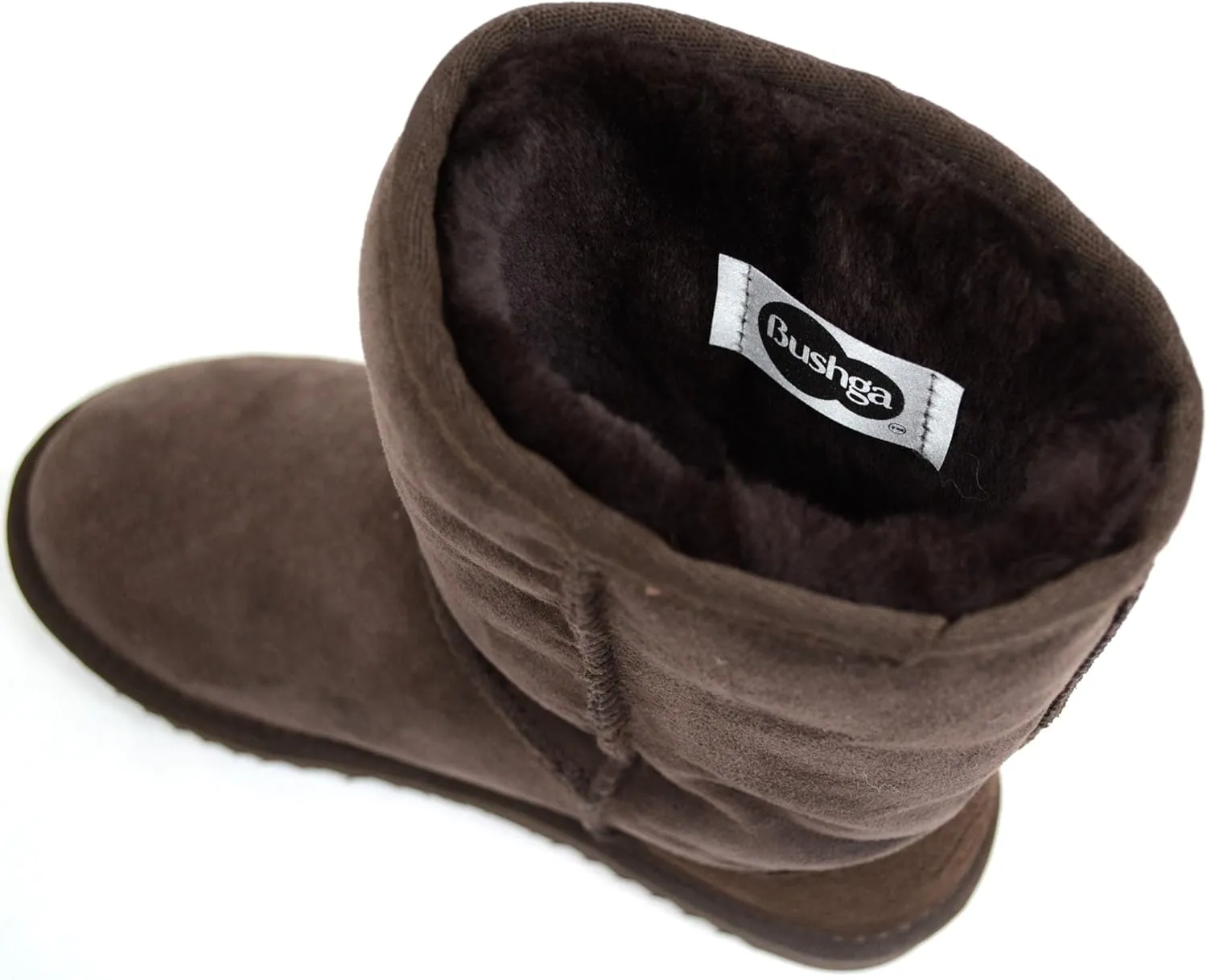Bushga Ladies Genuine Sheepskin Mid Calf Short Boot (Black, Chocolate Brown, Grey, Chestnut, Purple)