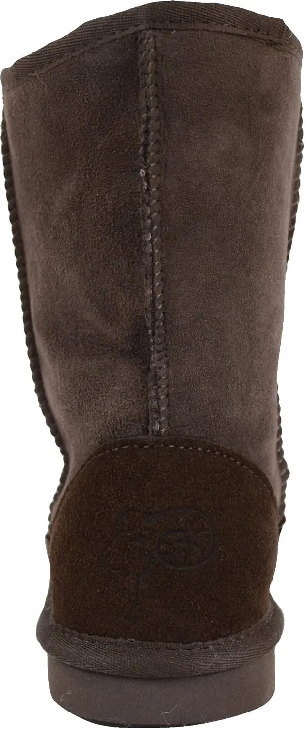 Bushga Ladies Genuine Sheepskin Mid Calf Short Boot (Black, Chocolate Brown, Grey, Chestnut, Purple)