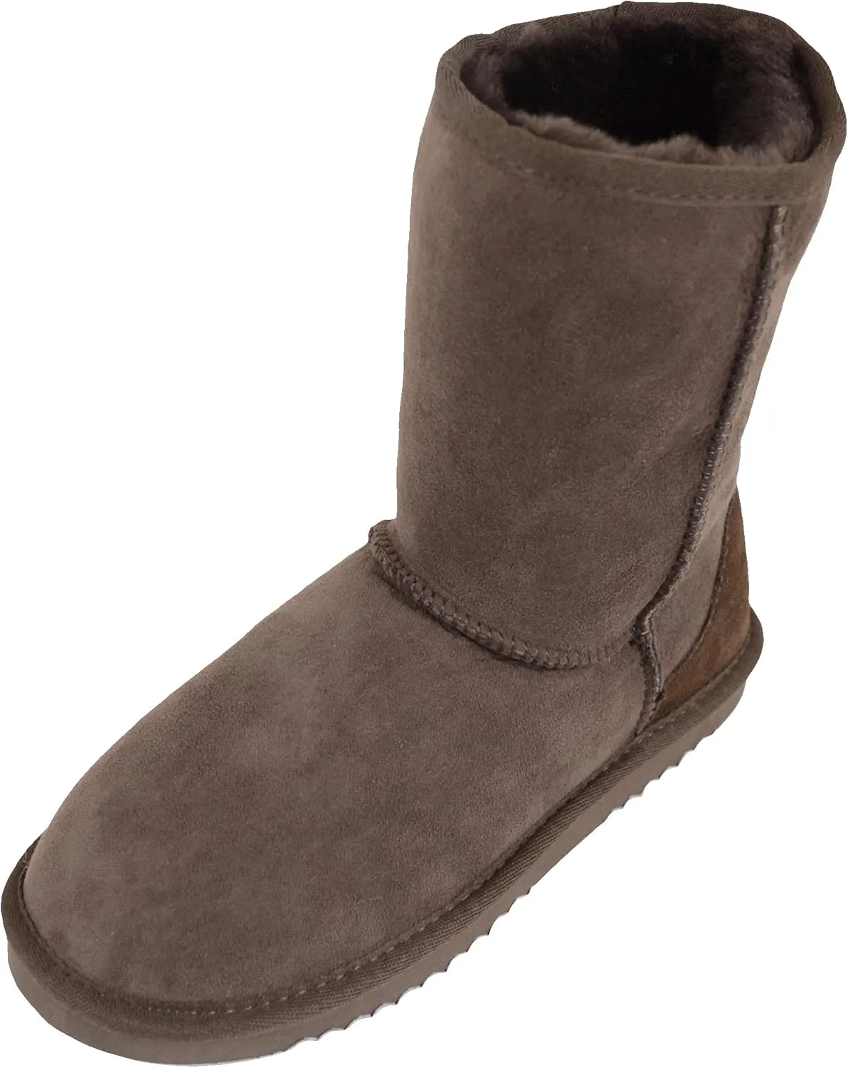 Bushga Ladies Genuine Sheepskin Mid Calf Short Boot (Black, Chocolate Brown, Grey, Chestnut, Purple)