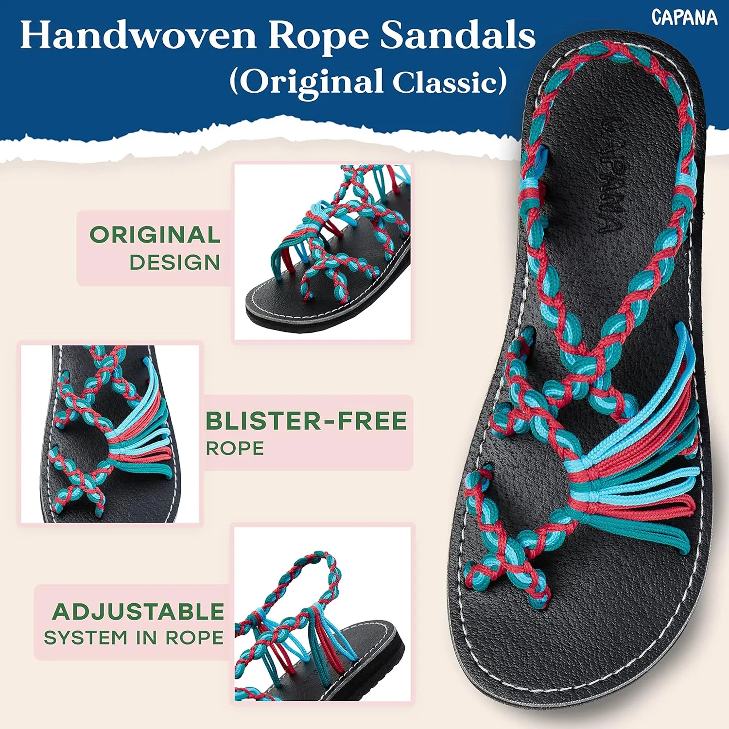 Capana Woven Women's Flat Sandals - Strappy Braided Sandals, Beach Sandals for Women Dressy Summer, Rope Bohemian Sandals, Spring Casual Womens Shoes, Comfy Boho Flats for Teen Girls – Banyan