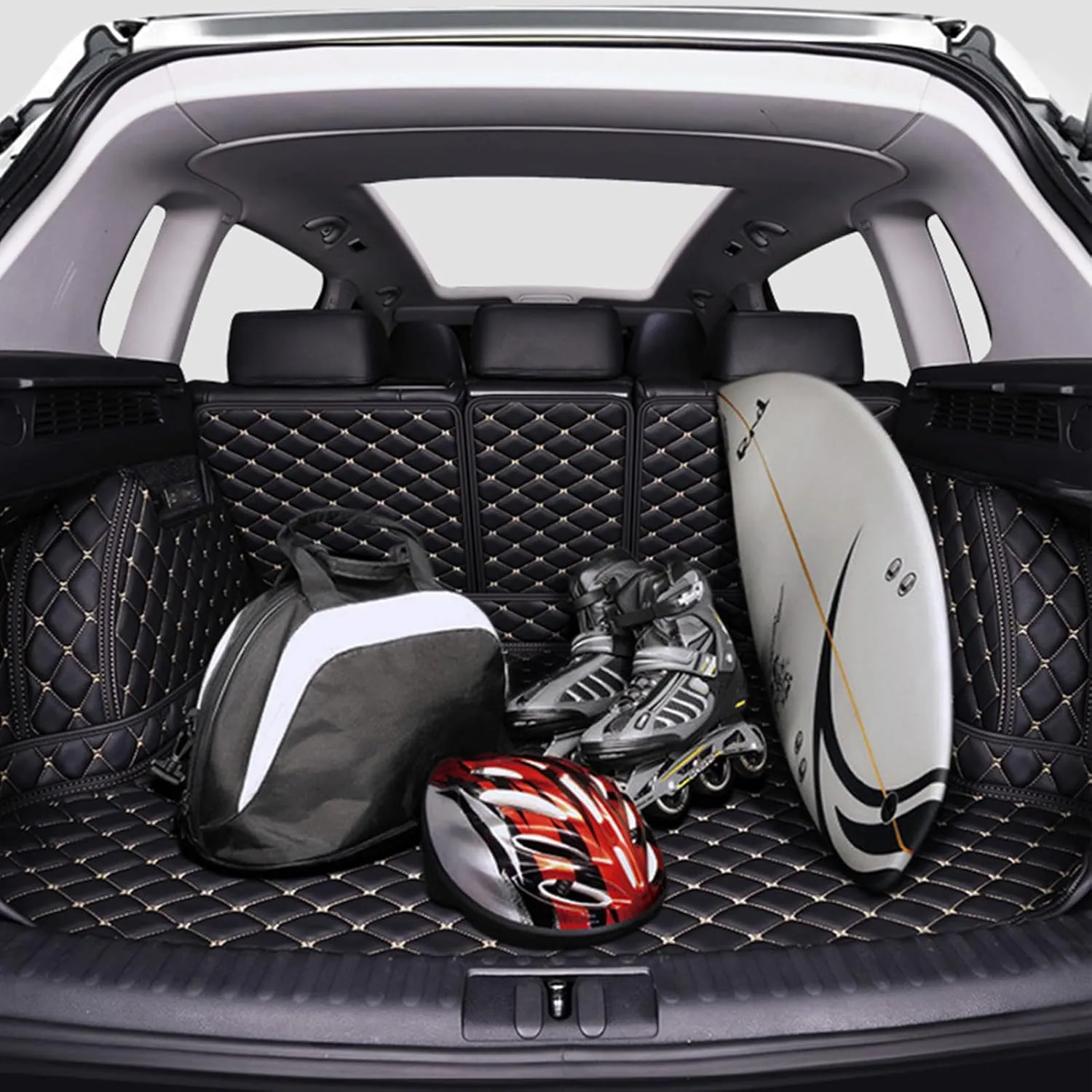 Car Boot Liner Mat for Suzuki Swift 2013-2018 Full Coverage Leather Car Boot Protector Waterproof Boot Liner Interior Accessories,E