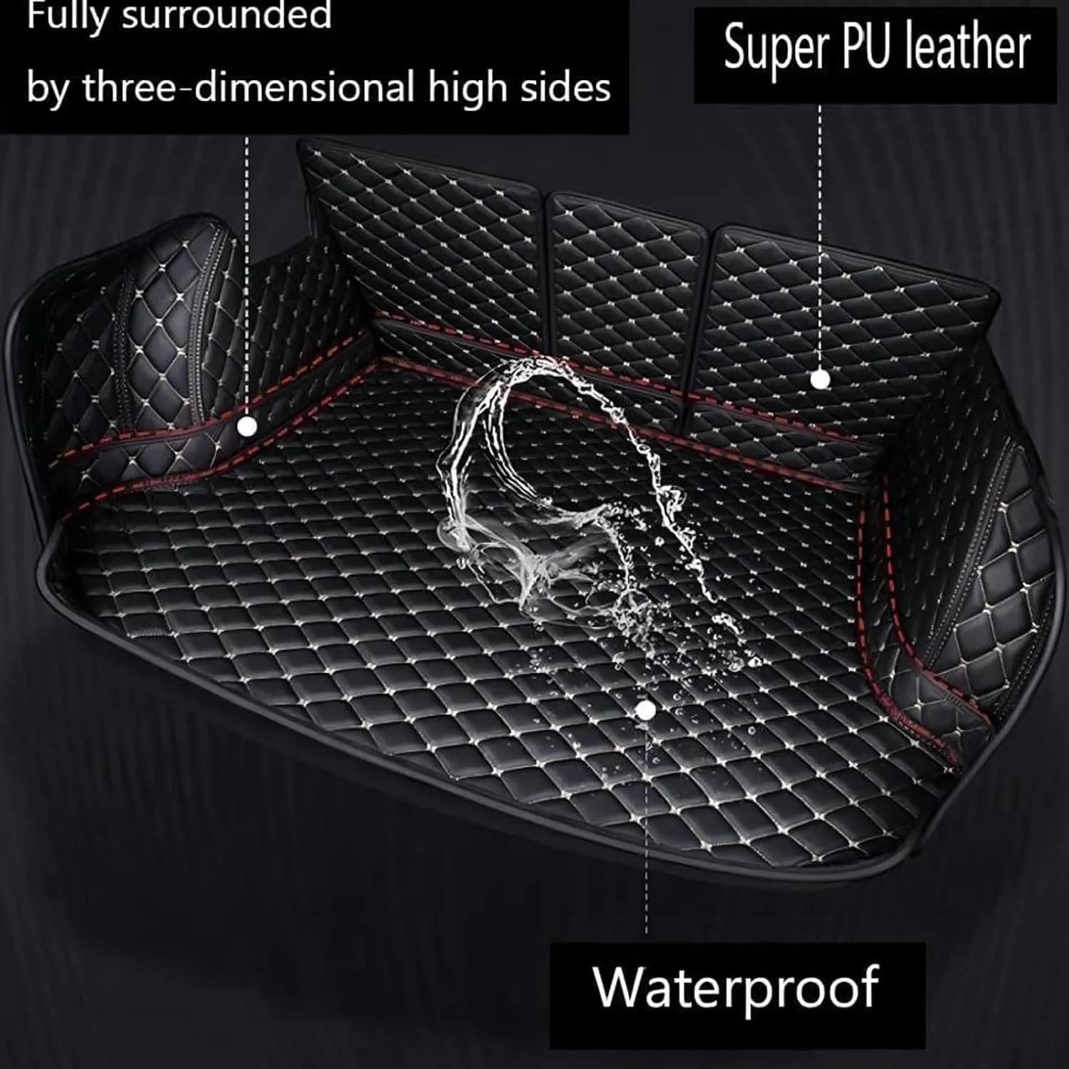 Car Boot Liner Mat for Suzuki Swift 2013-2018 Full Coverage Leather Car Boot Protector Waterproof Boot Liner Interior Accessories,E