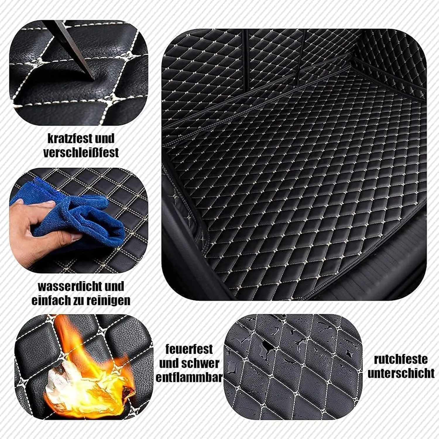 Car Boot Liner Mat for Suzuki Swift 2013-2018 Full Coverage Leather Car Boot Protector Waterproof Boot Liner Interior Accessories,E