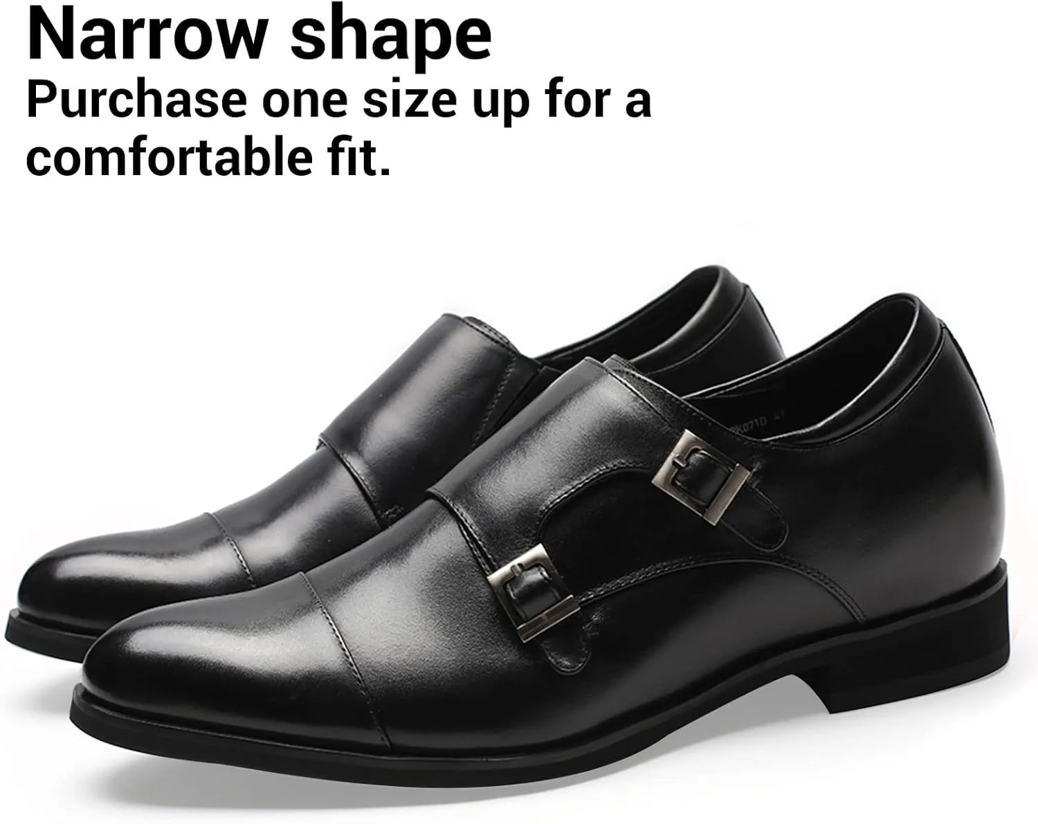 CHAMARIPA Men's Leather Elevator Shoes with Ergonomic Built-in Height Insoles | Breathable Anti-Shift Design, One-Last-One-Size Custom Fit | Enhanced Arch Support & Stealth Height Increase