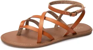 Colgo Women's Summer Strappy Flat Sandals, Adjustable Casual Fisherman Sandal with Open Toe Slingback Gladiator Sandals