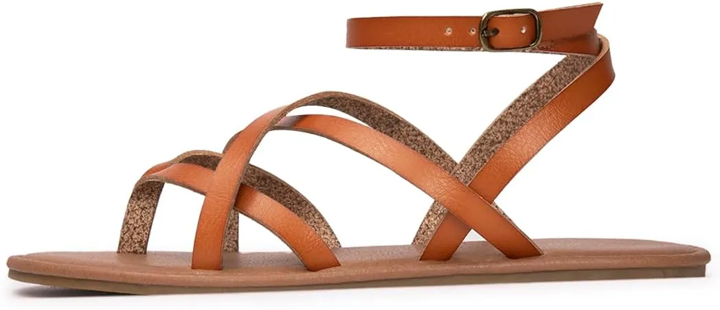 Colgo Women's Summer Strappy Flat Sandals, Adjustable Casual Fisherman Sandal with Open Toe Slingback Gladiator Sandals