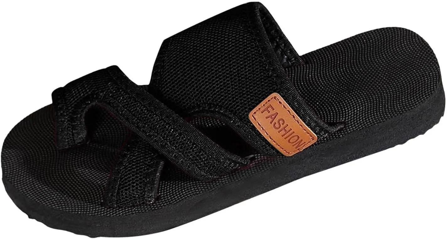 Comfy Orthopedic Sandals for Women Flip Flops Split Toe Stylish Slide Non-Slip Sole Ladies Summer Casual Slip on Ring Loop Slides Flat Arch Support Beach Comfortable Wide Width Flipflops