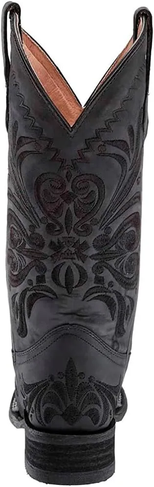Corral Boots Women's Leather Cowgirl Embroidered Square Toe Boot Pull-On Comfortable Fit Western Style