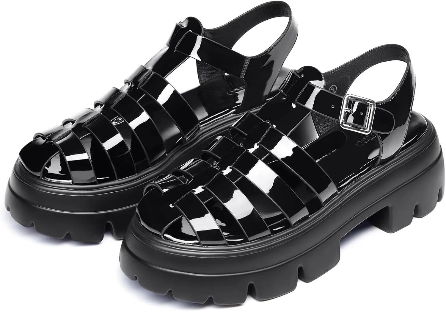 Coutgo Womens Platform Chunky Heels Sandals Gladiator Ankle Strap Heels Lug Sole Summer Fisherman Y2K Shoes