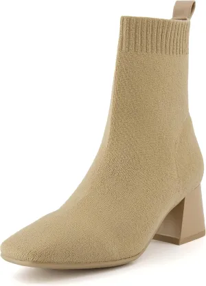 CUSHIONAIRE Women's Milo Stretch Ankle Sock Boot – Soft Knit Upper, Memory Foam Padding, Lightweight 1.75" Heel, Wide Widths Available