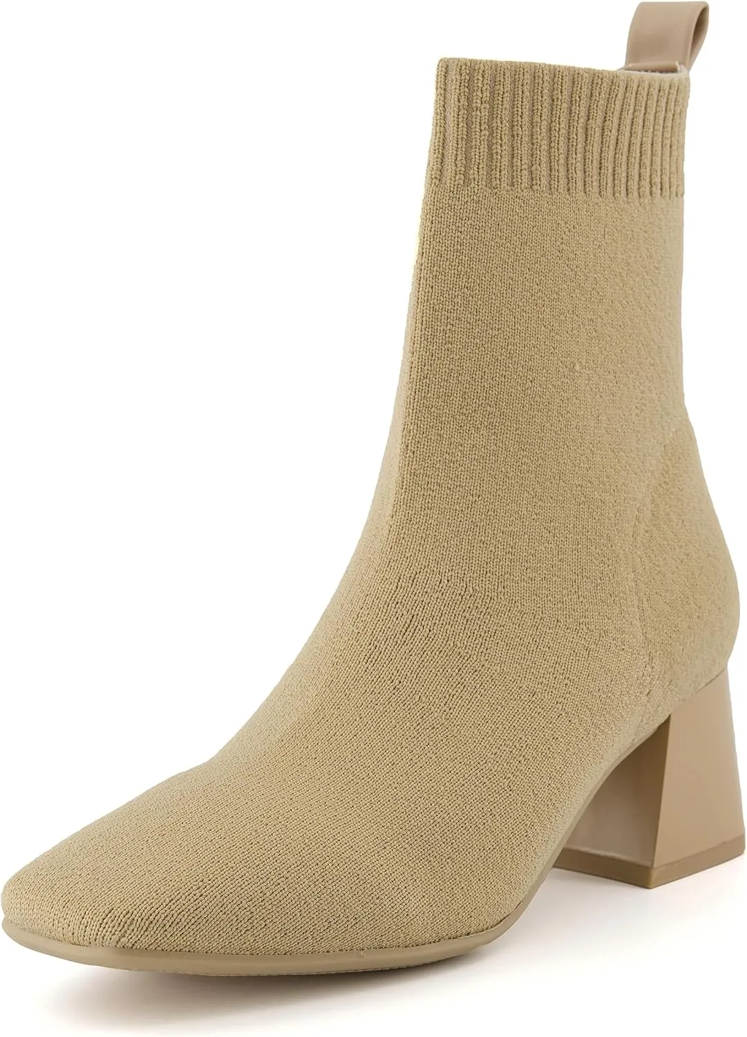 CUSHIONAIRE Women's Milo Stretch Ankle Sock Boot – Soft Knit Upper, Memory Foam Padding, Lightweight 1.75" Heel, Wide Widths Available