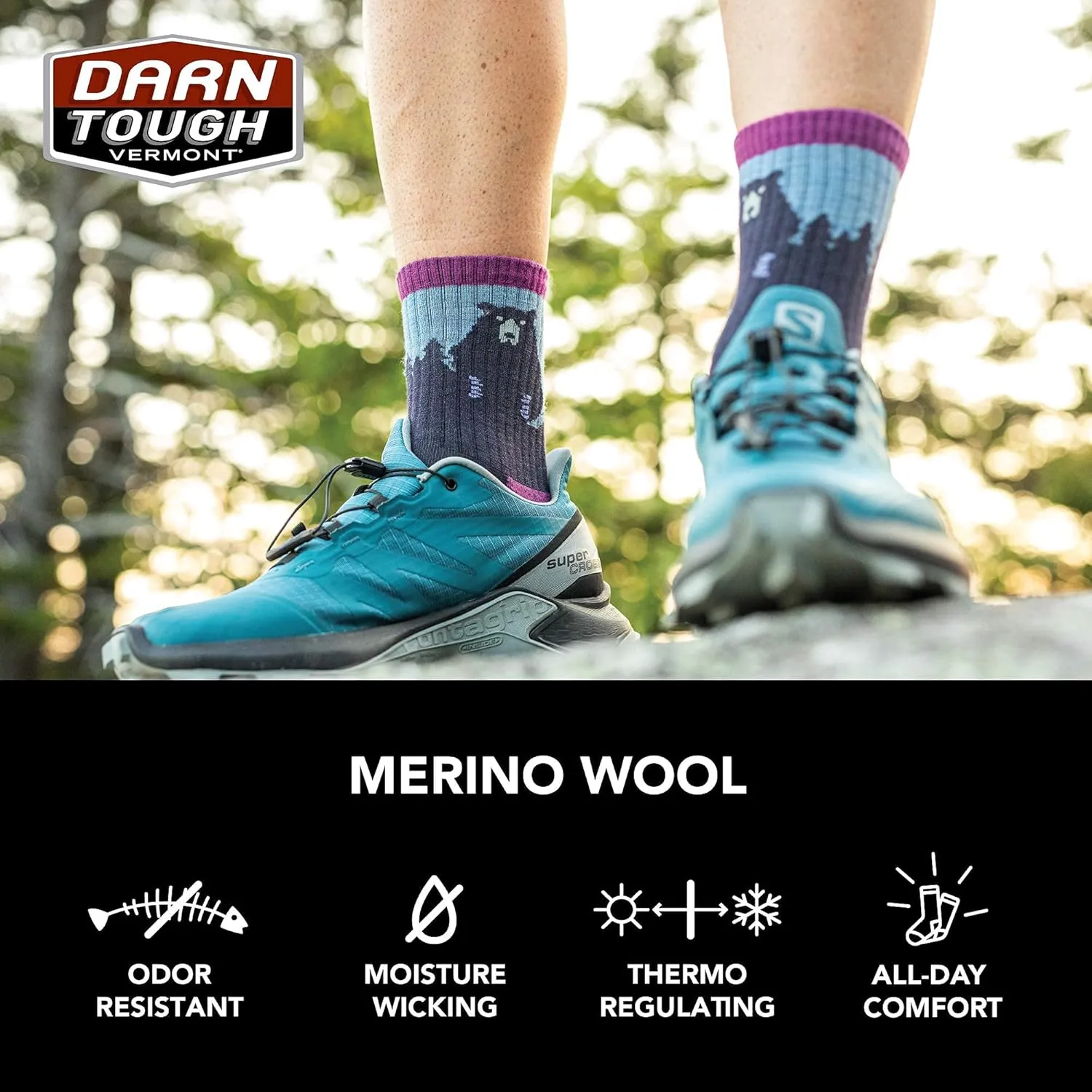 Darn Tough Bear Town Micro Crew Lightweight with Cushion Sock - Women's