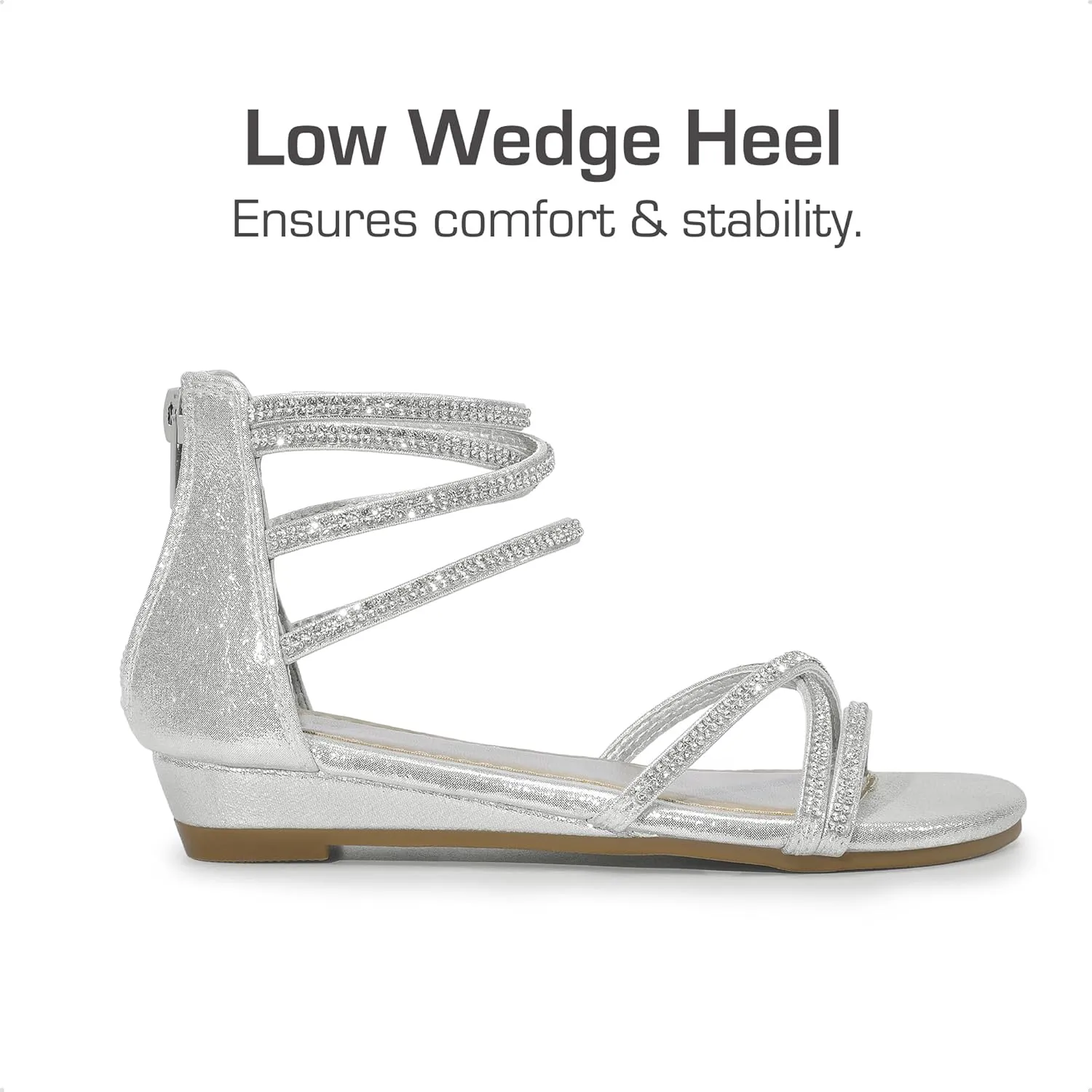 DREAM PAIRS Girls Ankle Strap Flat Sandals Summer Dressy Strappy Gladiator Rhinestones Platform Low Heels Shoes