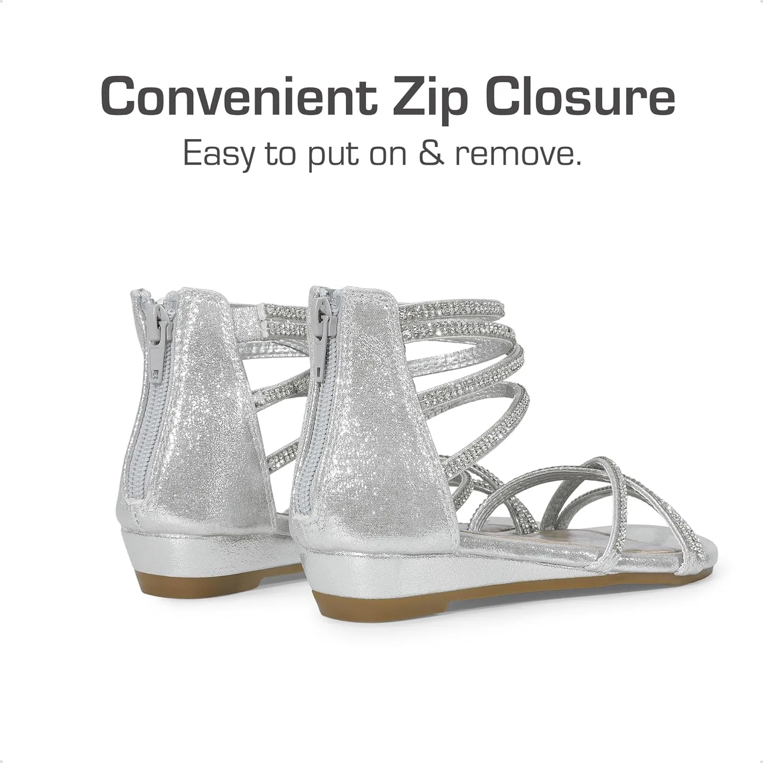 DREAM PAIRS Girls Ankle Strap Flat Sandals Summer Dressy Strappy Gladiator Rhinestones Platform Low Heels Shoes