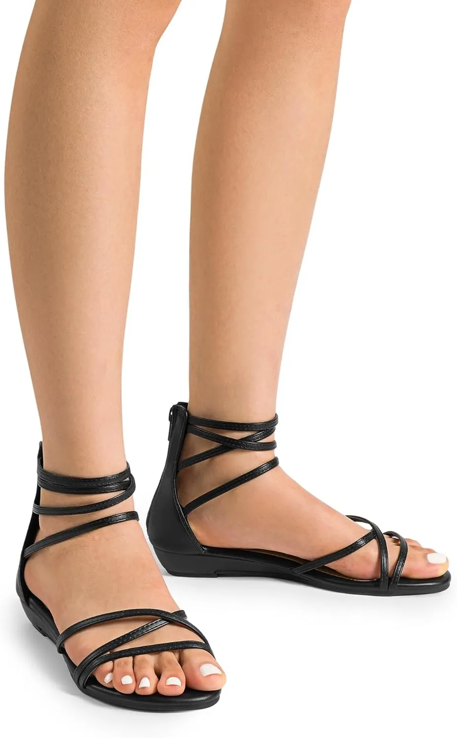 DREAM PAIRS Women's Ankle Strap Flat Sandals Summer Dressy Strappy Gladiator Rhinestones Sandals