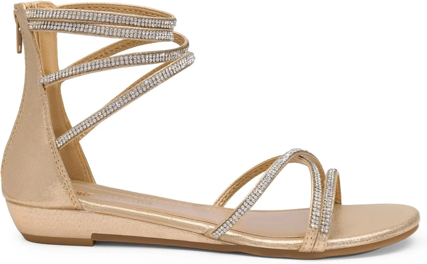DREAM PAIRS Women's Ankle Strap Flat Sandals Summer Dressy Strappy Gladiator Rhinestones Sandals
