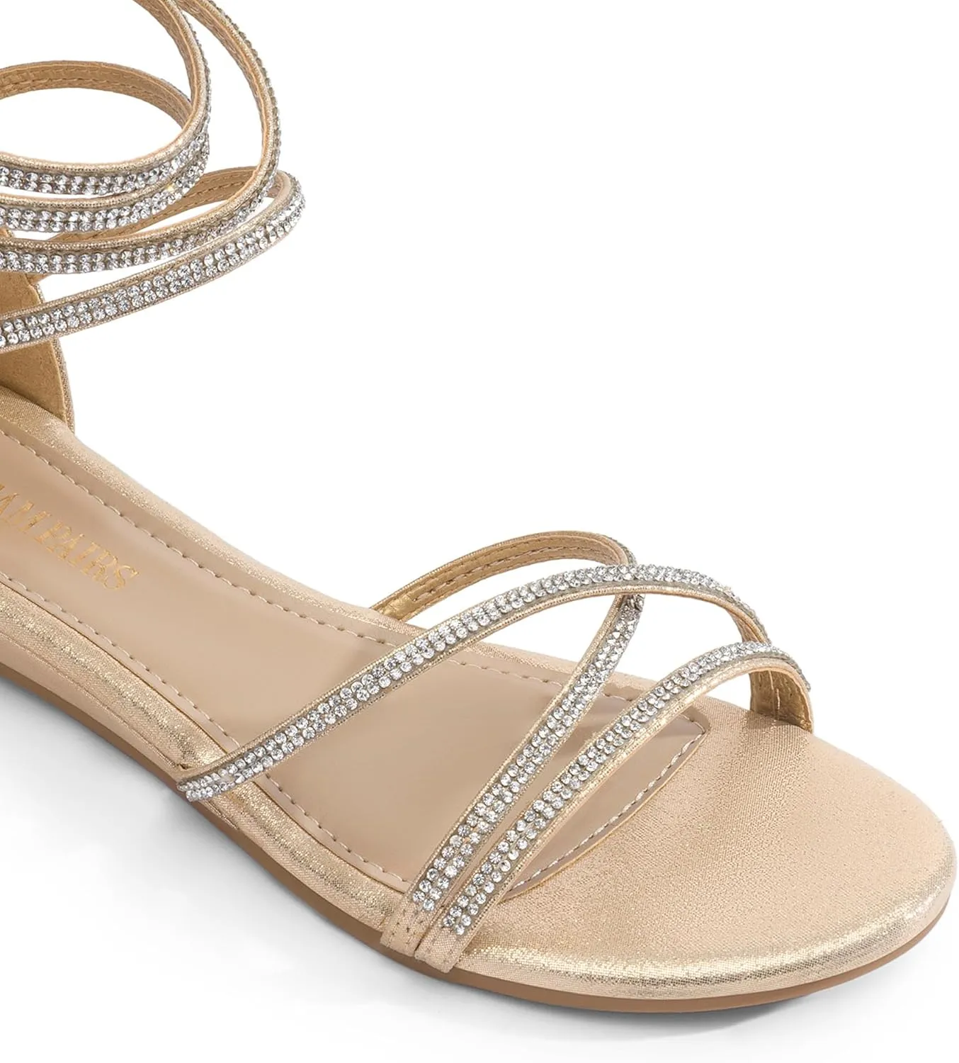 DREAM PAIRS Women's Ankle Strap Flat Sandals Summer Dressy Strappy Gladiator Rhinestones Sandals