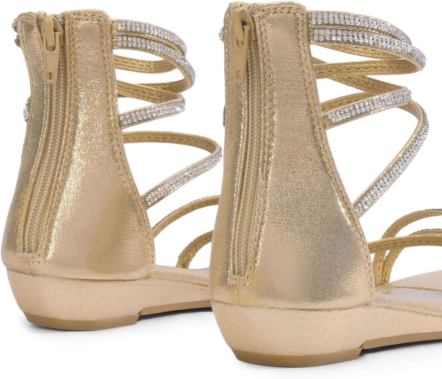 DREAM PAIRS Women's Ankle Strap Flat Sandals Summer Dressy Strappy Gladiator Rhinestones Sandals