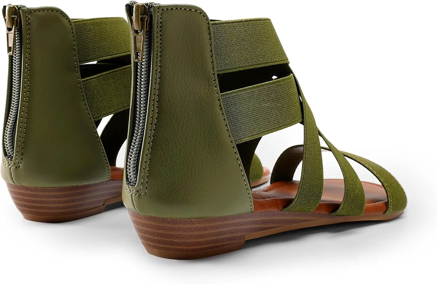 DREAM PAIRS Women's Elastic Ankle Strap Low Wedges Sandals
