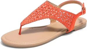 DREAM PAIRS Women's Rhinestone Casual Wear Cute Gladiator Flat Sandals Beach Dressy T-Strap Thong Sandals