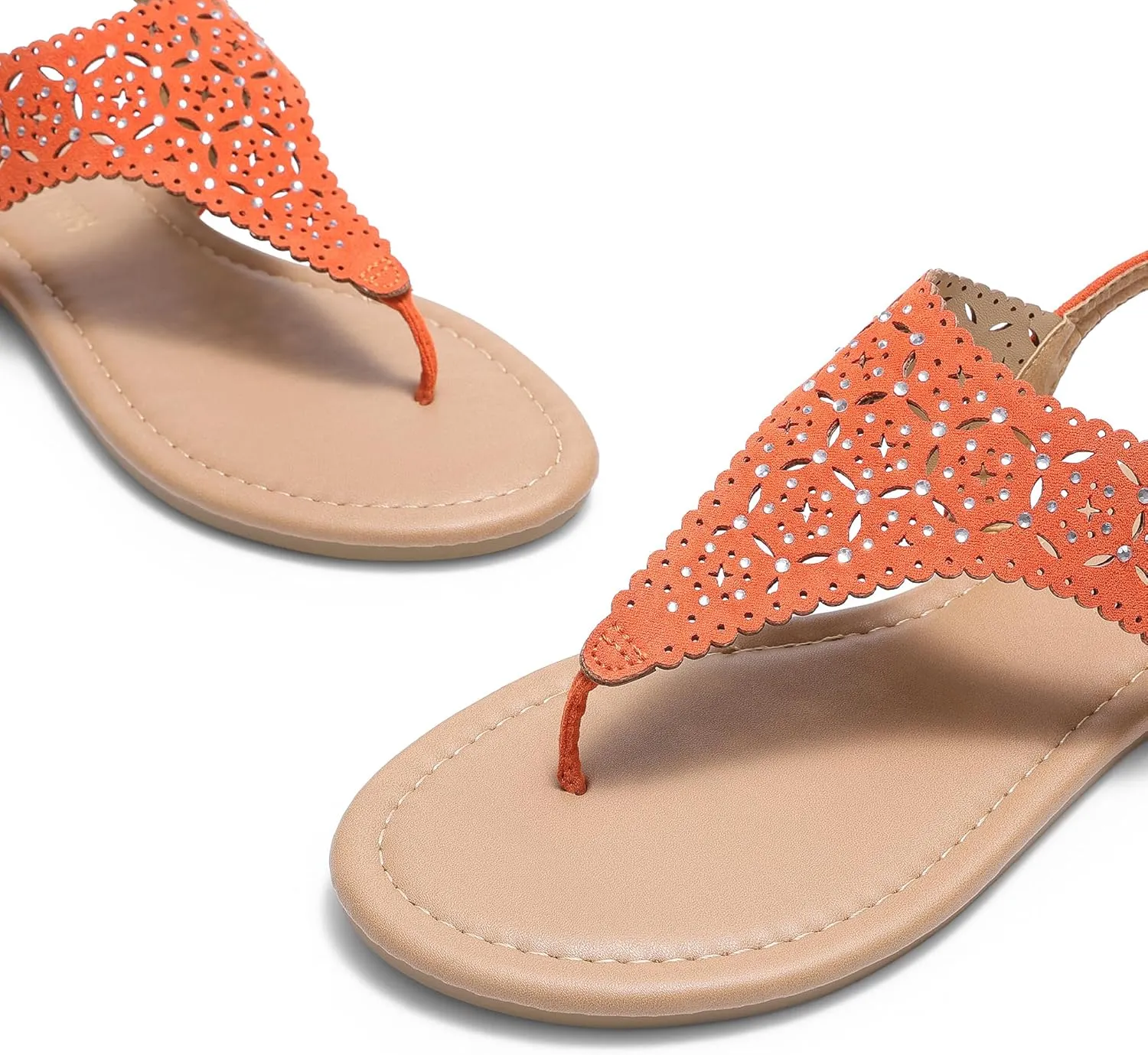 DREAM PAIRS Women's Rhinestone Casual Wear Cute Gladiator Flat Sandals Beach Dressy T-Strap Thong Sandals