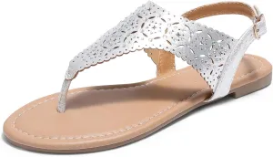 DREAM PAIRS Women's Rhinestone Casual Wear Cute Gladiator Flat Sandals Beach Dressy T-Strap Thong Sandals
