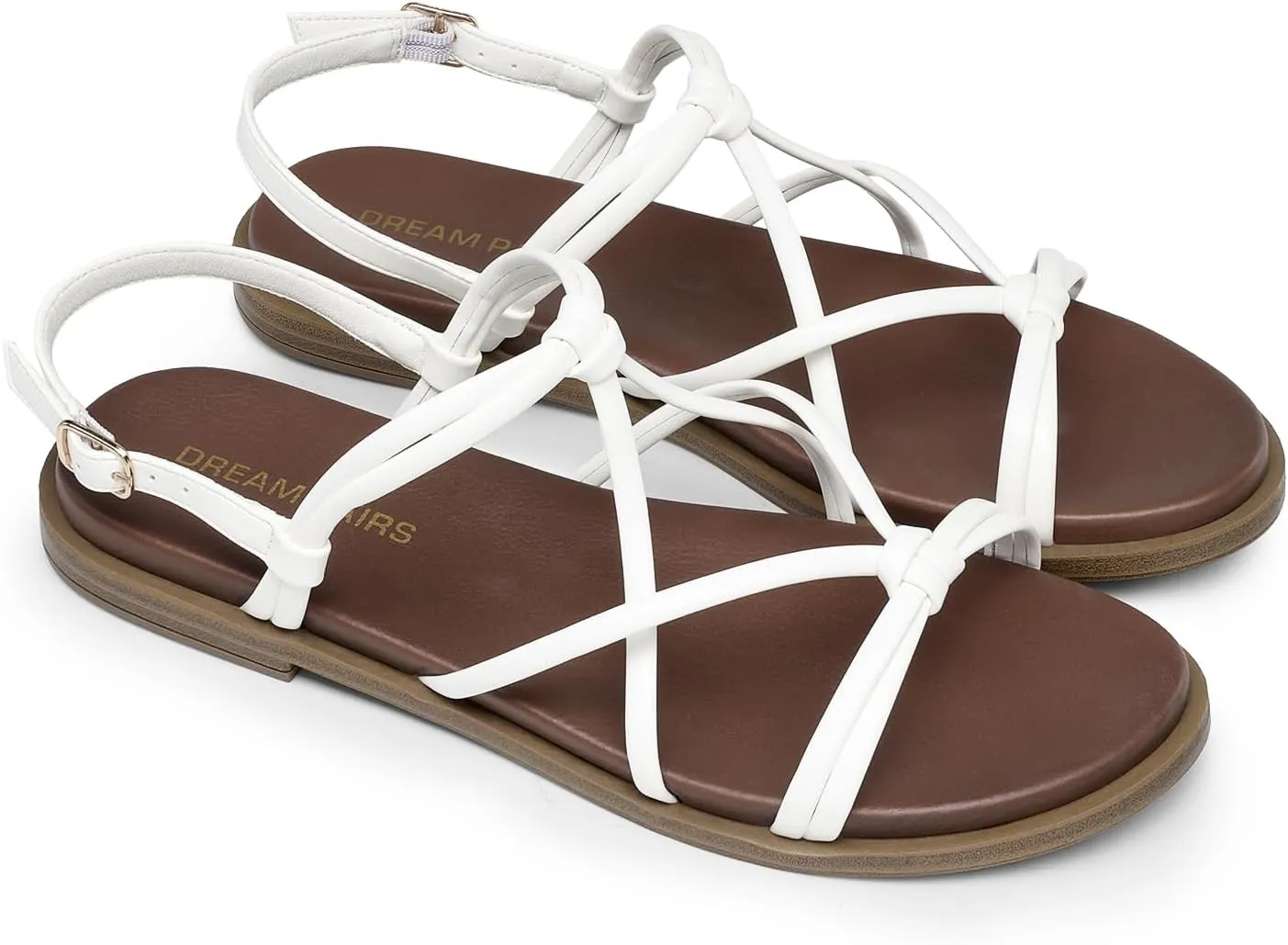 DREAM PAIRS Women's Sandals Cross Strappy Gladiator Dress Flat Sandals Daily Casual Comfortable Summer Shoes