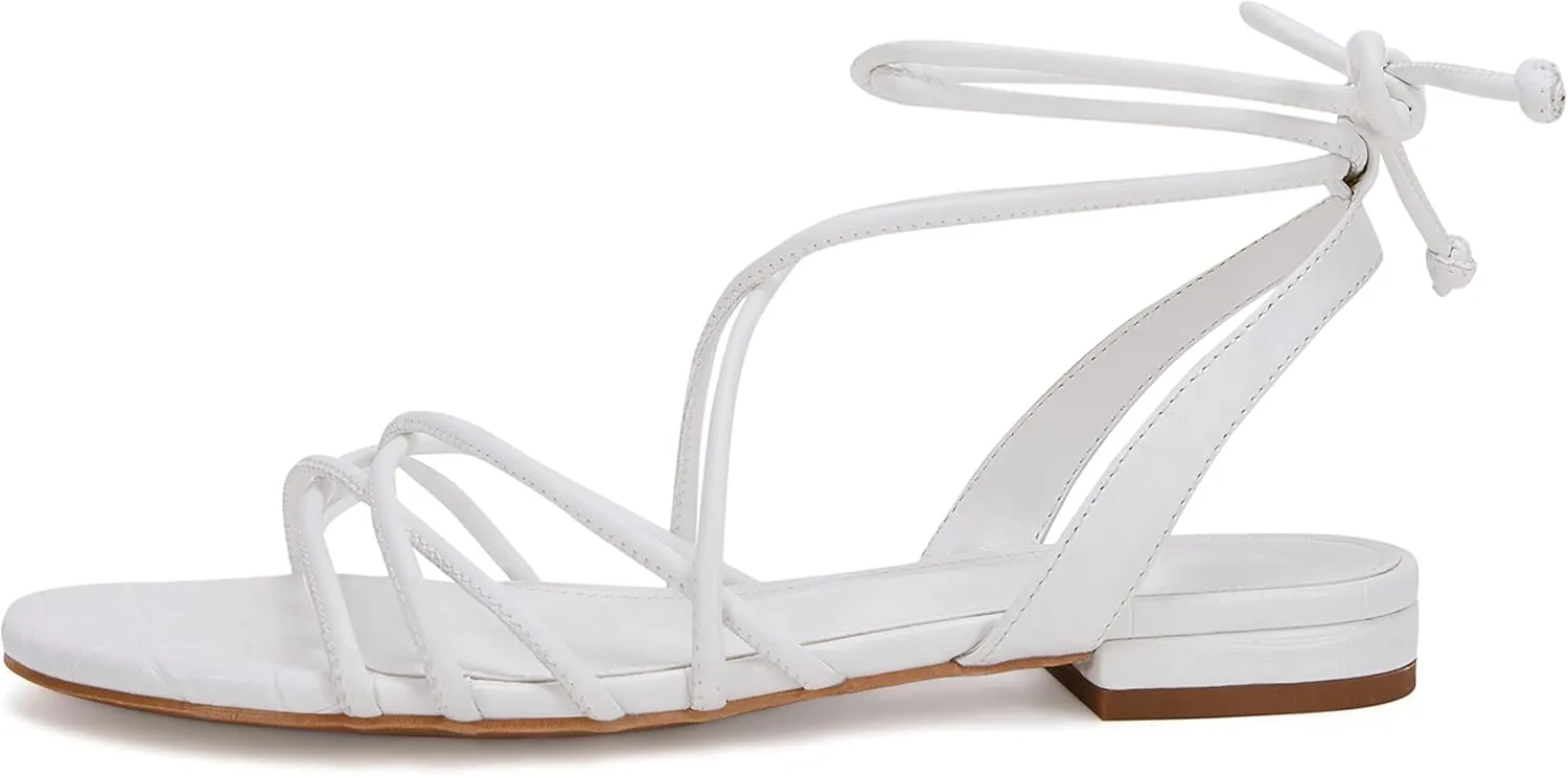 Ermonn Women's Lace-up Flat Sandals Strappy Open Toe Slingback CrissCross Casual Summer Slides