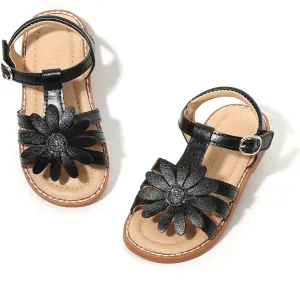 Flaryzone Toddler Little Girls Glitter Flower Open-Toe Flat Dress Sandals Summer Shoes