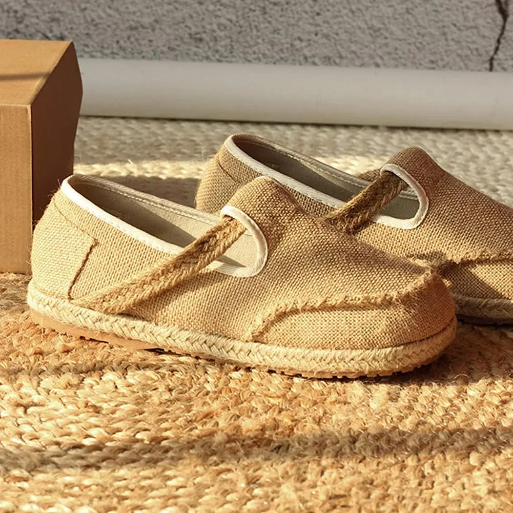 Flip Flops Retro Woven Straw-Soled Men's Shoes, One-Step Comfortable Breathable Linen Shoes