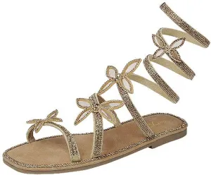 Forever Link Little Kids/Children/Girls Butterfly Rhinestone Wrap-around Flat Sandals