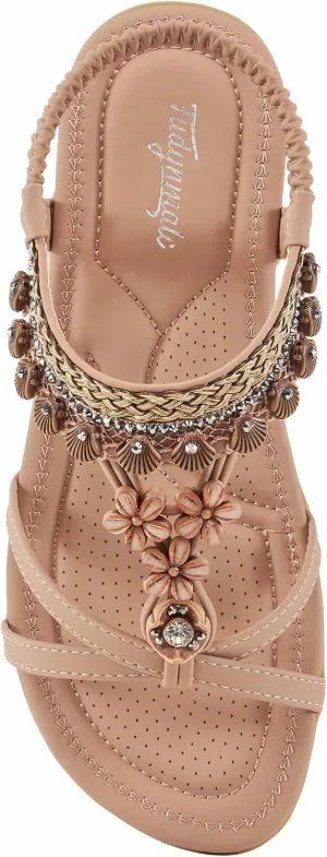 FUDYNMALC Womens Sandals Flat Shoes: Casual Summer Dressy Flats Gladiator Comfortable Walking Footwear
